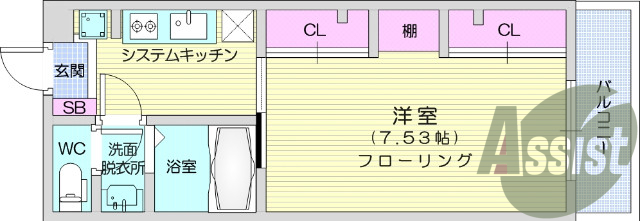1K、浴室乾燥、シャンプードレッサー、モニター付インターホン