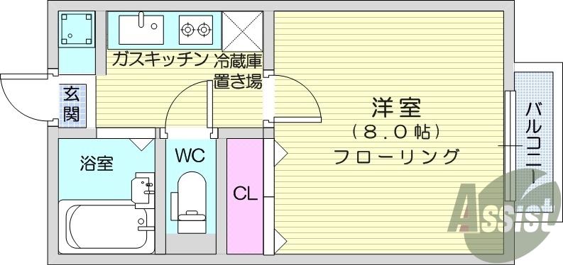 １Ｋ・バストイレ別・エアコン・追い炊き・インターホン