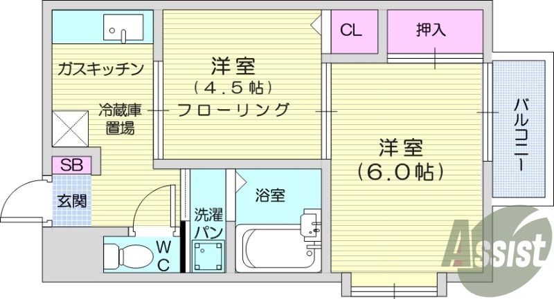 １ＤＫ・エアコン・バストイレ別、収納