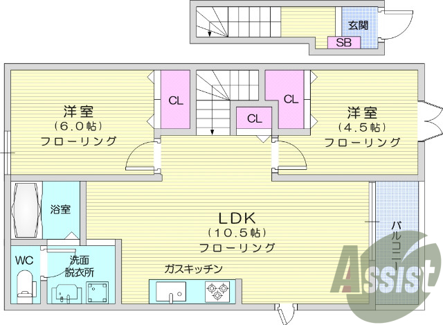 ２ＬＤＫ、フローリング、バルコニー、ＴＶ付インターホン