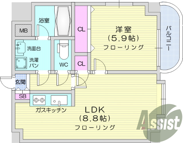 1LDK、トイレ・バス別、脱衣所、エアコン、ウォシュレット