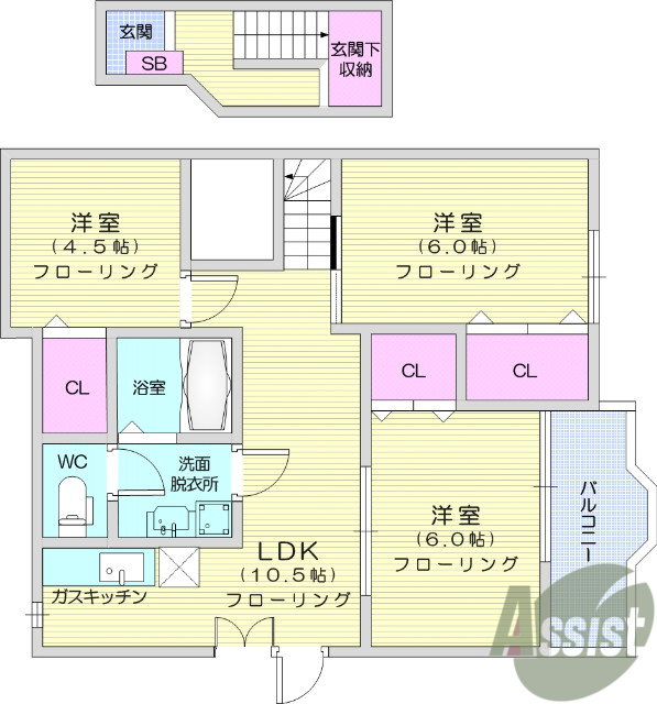 ３ＬＤＫ、フローリング、バルコニー、ＴＶ付インターホン