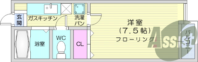 １K、バス・トイレ別、角部屋、クローゼット