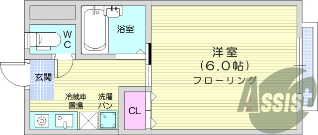 1K、エアコン、バストイレ別、プロパンガス