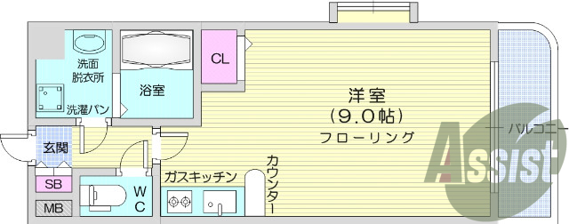 1R、モニター付きインターホン、オートロック