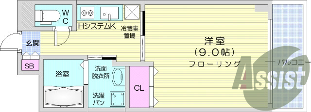 1K、オール電化マンション、無料WI-FI、宅配ボックス