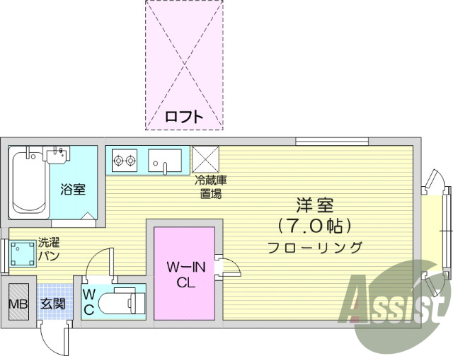 1R、お風呂トイレ別、エアコン、クローゼット