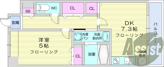 1DK、オートロック、エアコン、ウォシュレット