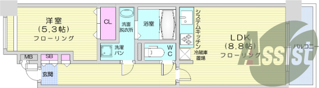 1LDK　陽当り良好です。バルコニー・バストイレ別で快適。・