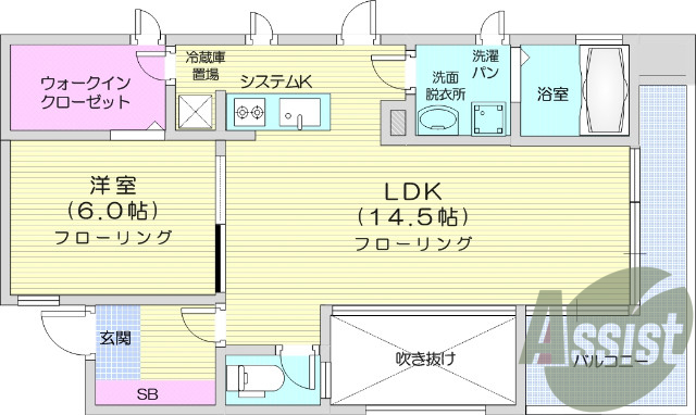 1LDK・オートロック・風呂トイレ別・追い焚き