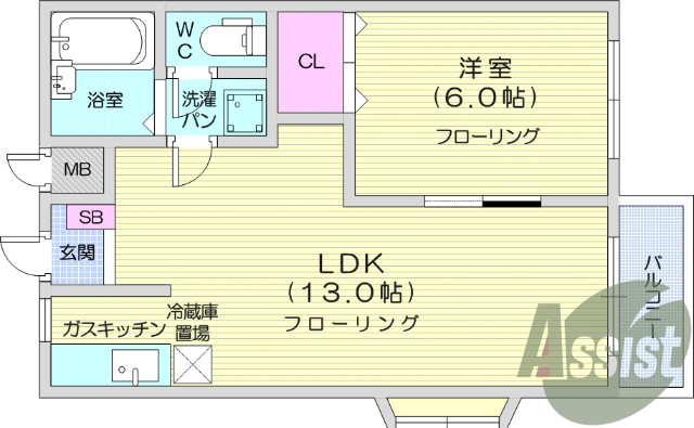 １LDK、エアコン、ＢＳ、角住戸、給湯、敷金不要。