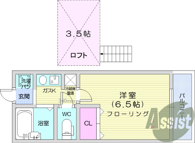 1Ｋ、ロフト、ＩＨコンロ、インターネット使用料不要