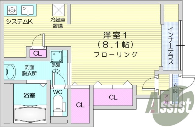 1K、BT別、インターネット無料、宅配ボックス