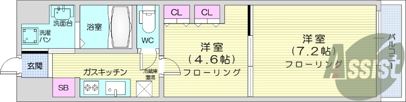 お写真は405号室のものです。参考にしてくださいませ。