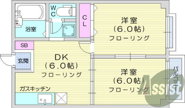 2DK、追い焚き機能、ウォシュレット、エアコン