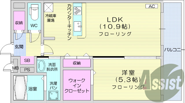 お写真は106号室のものです。参考にしてくださいませ。