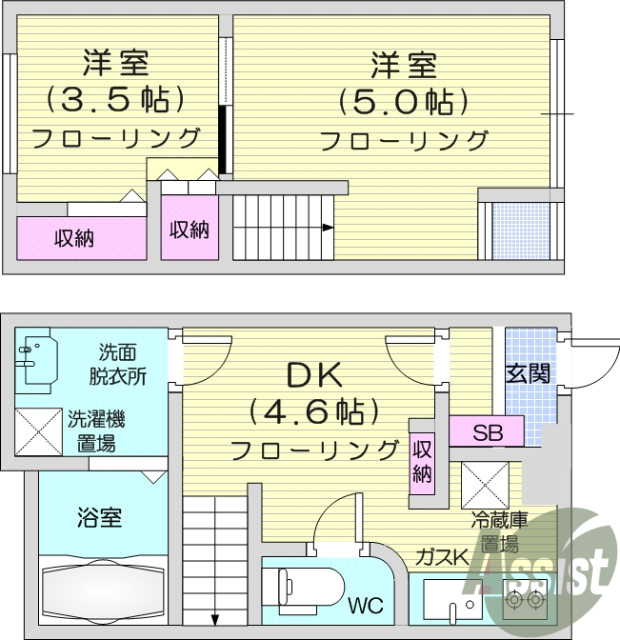 ２DK・メゾネット・追焚・バストイレ別・オートロック