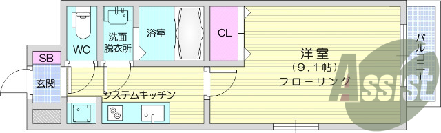 1K、モニターホン、エアコン、洗面化粧台、IH
