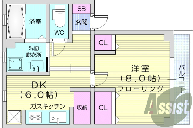 都市ガス、シューズボックス、エアコン、インターホン。