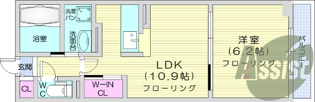 1LDK、ウオークインクローゼット、宅配ボックス、角部屋
