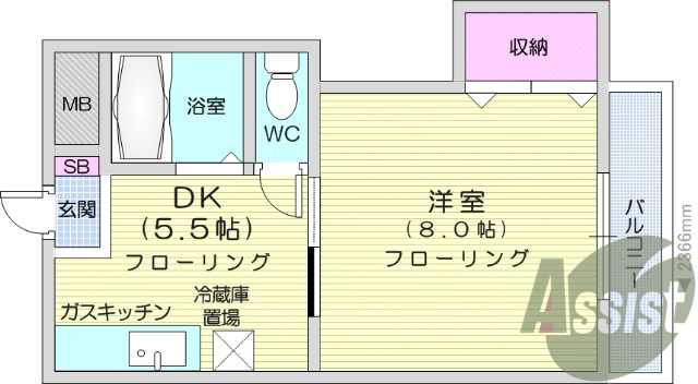 １DK、バス・トイレ別、プロパンガス、追い炊き