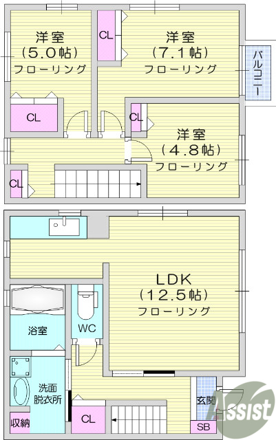 ３LDK・メゾネット・追い炊き・モニター付きインターホン