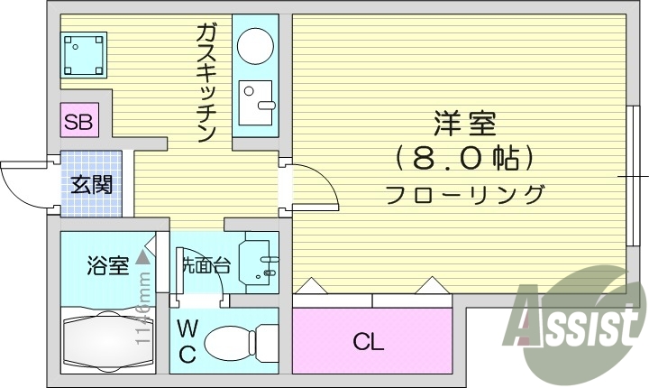 １K、ロフト、バストイレ別、室内洗濯機置き場、、ガスコンロ