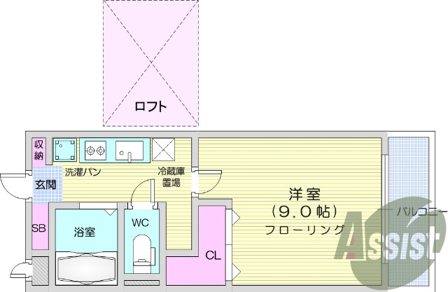1K、独立洗面台、温水洗浄便座、フローリング
