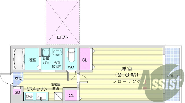 1K、追い炊き機能、独立洗面台付、エアコン