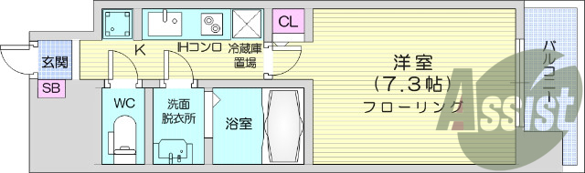 1K、オートロック、バストイレ別、モニター付きインターホン