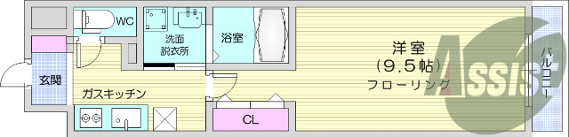 1K、バス・トイレ別、システムキッチン、宅配ボックス