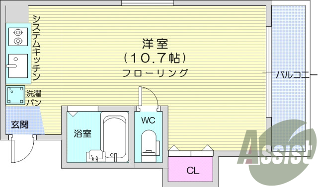 １R、モニター付きインターホン、エアコン