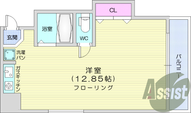 １R、モニター付きインターホン、エアコン