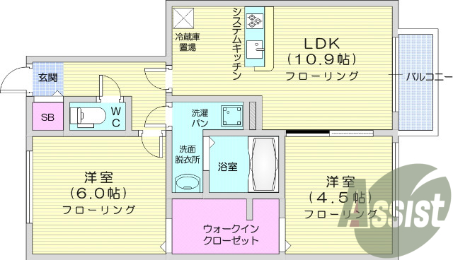 2ＬＤＫ、カウンターキッチン、シャンプードレッサー