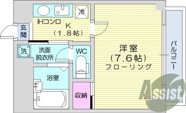1Ｋ、角部屋、ウォシュレット、都市ガス、バストイレ別