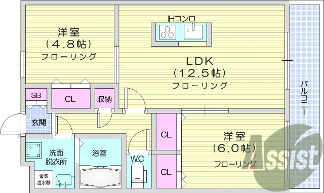 2LDK、オール電化、ウォシュレット、オートロック。