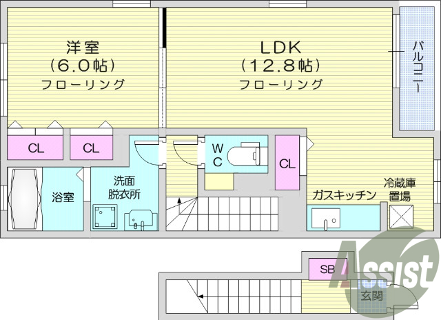1ＬＤＫ、浴室乾燥、追い焚き、洗面化粧台、バルコニー