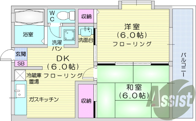 ＴＶ付インターホン、エアコン、BSアンテナ、バルコニー。