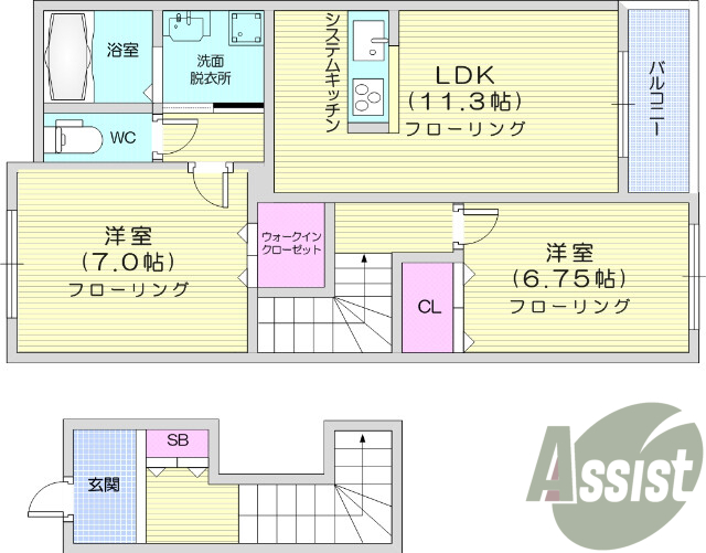 ２LDK、オール電化、ウォークインクローゼット、エアコン