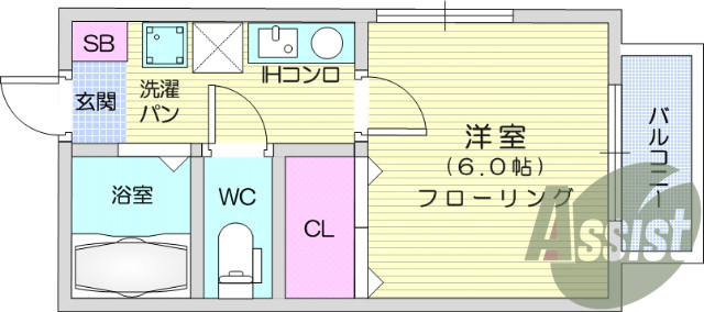 1Ｋ、ＩＨコンロ、エアコン、クローゼット、プロパンガス