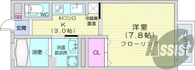 1K、エアコン、モニター付きインターホン、