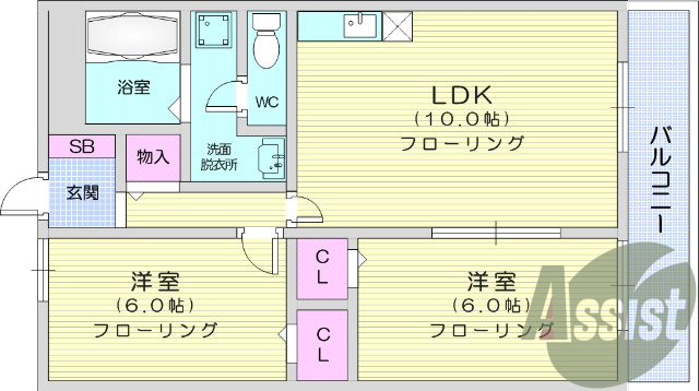 ２ＬＤＫ・エアコン・独立洗面台・モニター付きインターホン