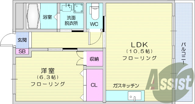 1ＬＤＫ、バルコニー、シューズボックス、浴室乾燥機、追焚機能