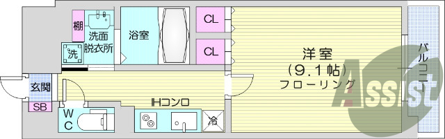 １K、浴室乾燥、エアコン、IHシステムキッチン、オートロック