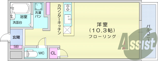 1R、南向き、追い焚き機能、モニター付きインターホン