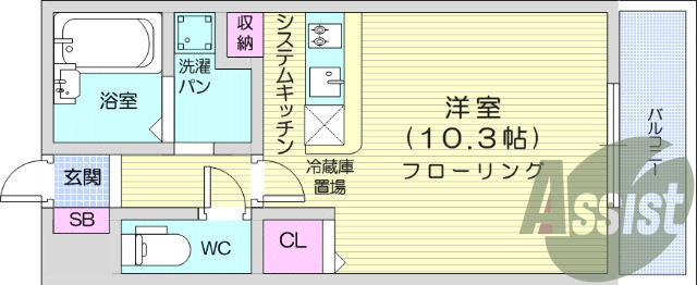 1R、南向き、追い焚き機能、モニター付きインターホン