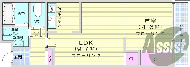 1LDK・オートロック・バストイレ別・TVインターホン