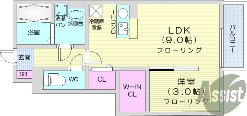1K・風呂トイレ別・追焚・TVインターホン
