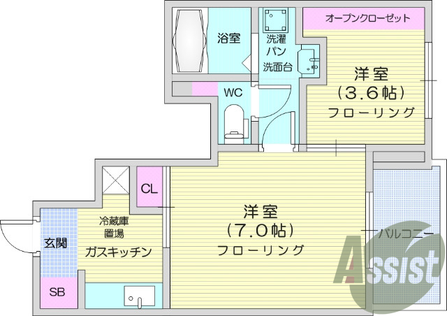 １K、追い焚き機能、浴室乾燥機、二重サッシ