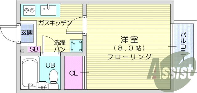 1K、エアコン、フローリング、シューズボックス